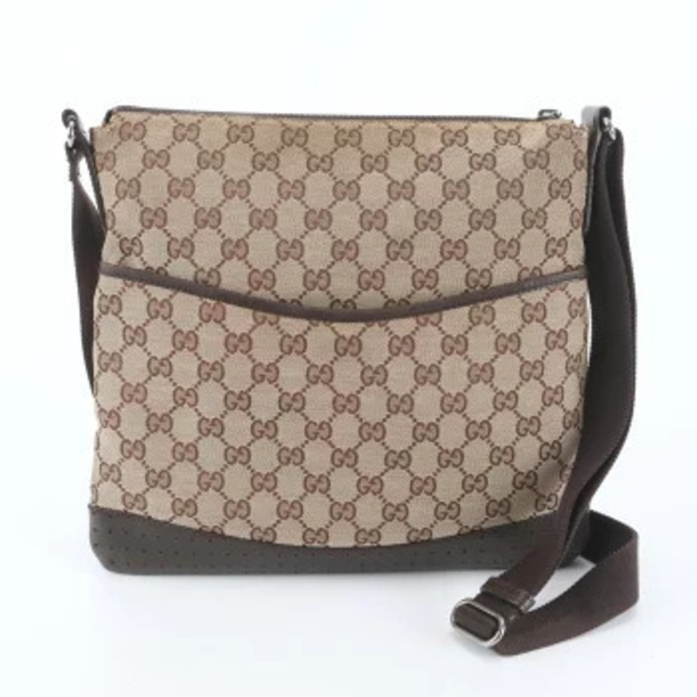 Gucci GG canvas leather shoulder bag crossbody messenger business tote